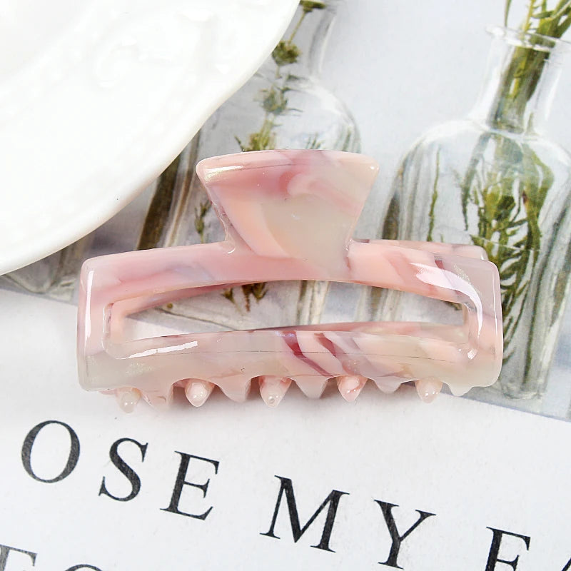 Mini Women's Hair Clips Colorful Geometric Hollow Crab Claw Clip Acetate Leopard Print Fashion Girls Hairpin Hair Accessories - AMULET RING STORE