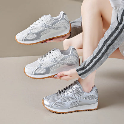 Women's Colorblock Casual Sneakers, Lace Up Soft Sole Platform Casual Shoes, Low-top Walking Comfy Shoes in holiday - AMULET RING STORE