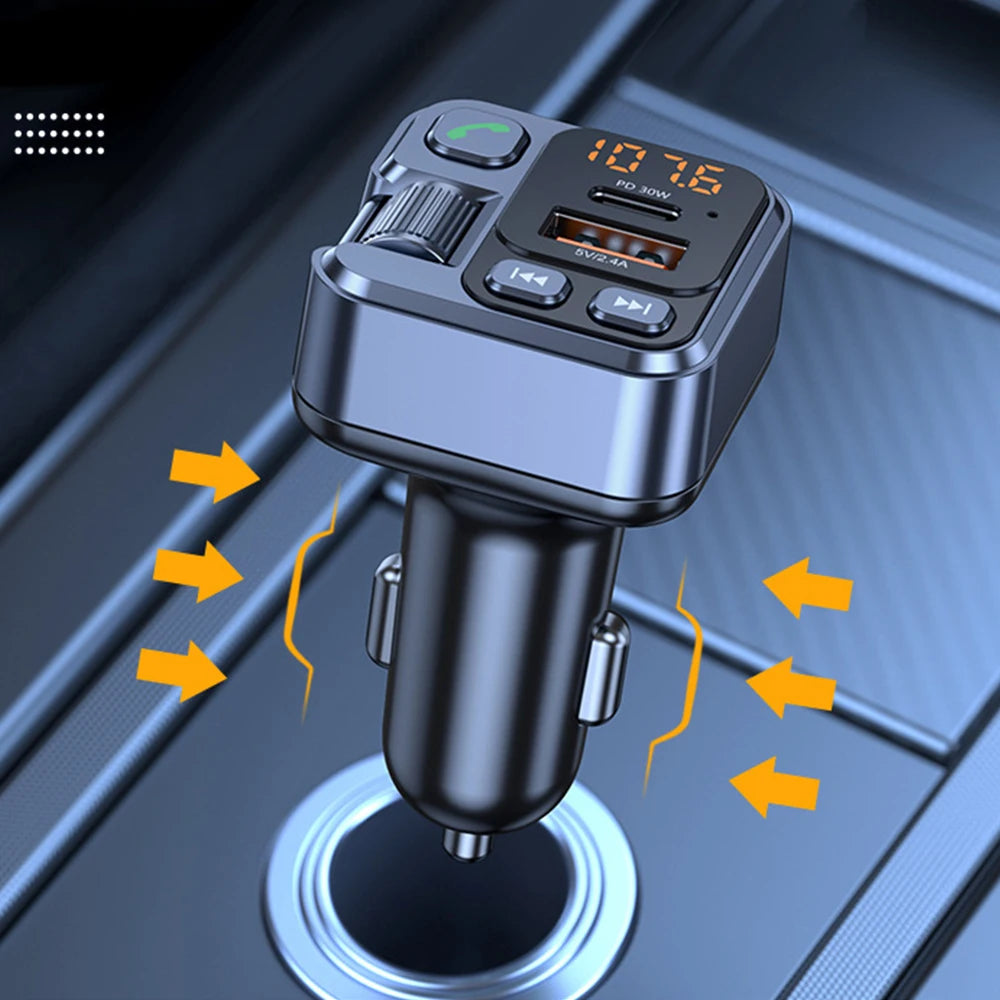 Car Bluetooth Receiver USB U Disk Read PD20w Fast Charging Digital Display Car Mobile Phone Adapter FM Transmiter For Cellphones - AMULET RING STORE