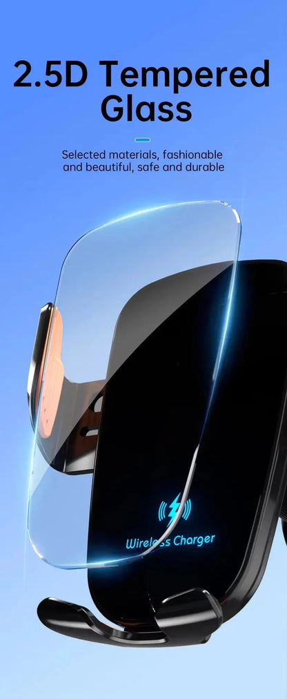 UYUXIO Wireless Car Charger Fast Charge Manual Clamping Air Vent Car Phone Holder for Samsung Android Phones iPhone 16 15 14 13