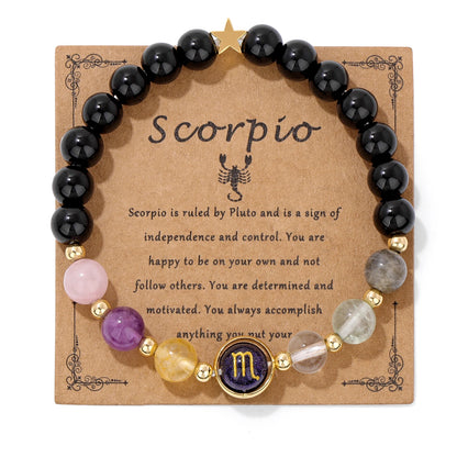 12 Zodiac Signs Bracelet Men Gemini Scorpio Sagittarius Obsidian Tiger Eye Stone Beads Bracelets for Women Constellation Jewelry