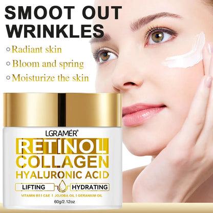 Retinol Face Cream Moisturizing Wrinkle Remover Collagen Hyaluronic Acid Creams Skin Care Cosmetic for Women&Men - AMULET RING STORE