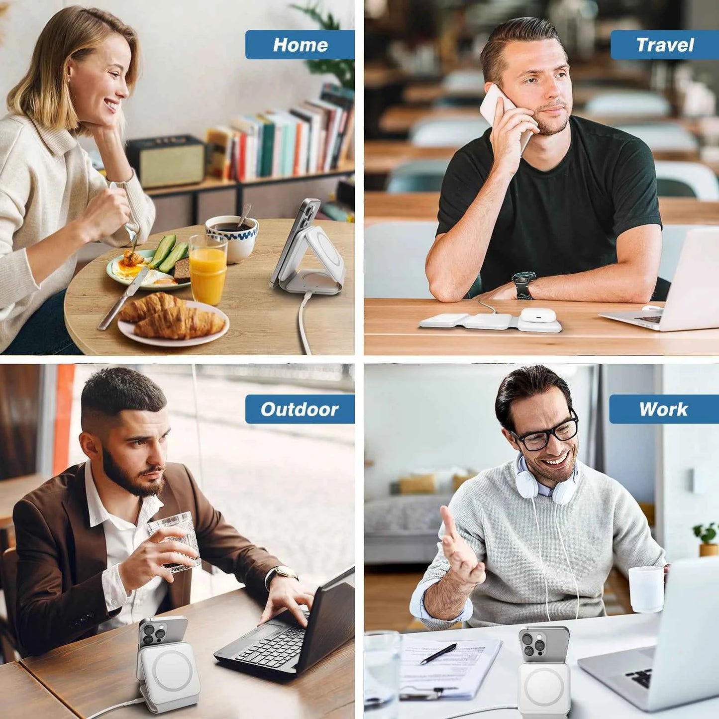 Magnetic Wireless Charger 3 In 1 Travel Charging Flexible Fast Charging Dock Station for Apple Devices for iPhone 16 15 14 13 12