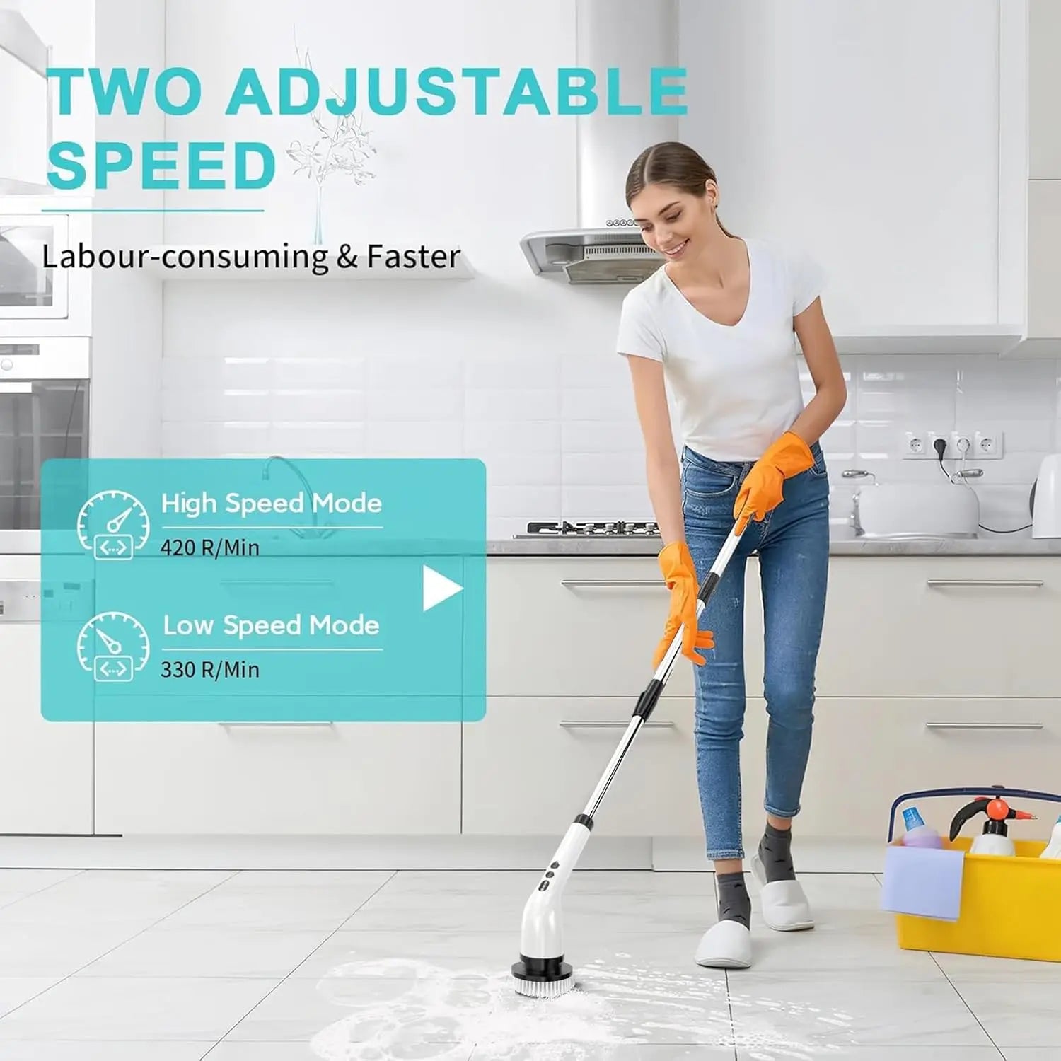 Electric Cleaning Brush with 7PCS Heads Bathroom Kitchen Cordless Handheld Shower Scrubber Spin Cleaner Multifunctional Cleaner - AMULET RING STORE