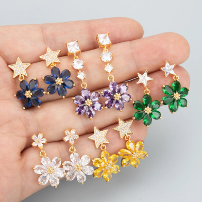 GUFEATHER,6pcs/lot,MC78,jewelry accessories,18k gold plated,nickel free,copper,zircon,hand made,flower shape,charms,diy pendants - AMULET RING STORE