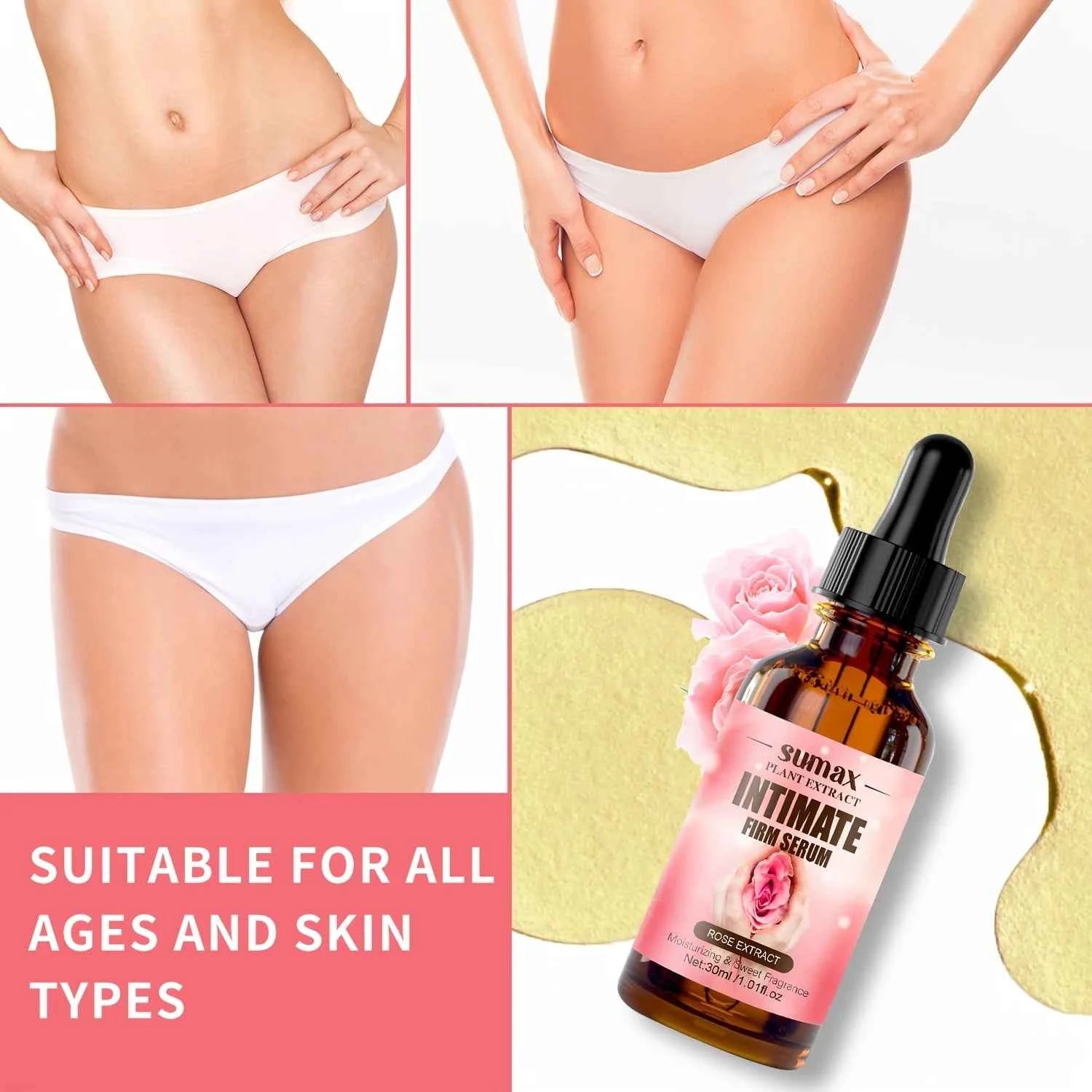 Intimate Firming Serum, Rich in Rose Extracts, Collagen and Glycerin, Rapidly Absorbs with Skin,Hypoallergenic for All Skin Type