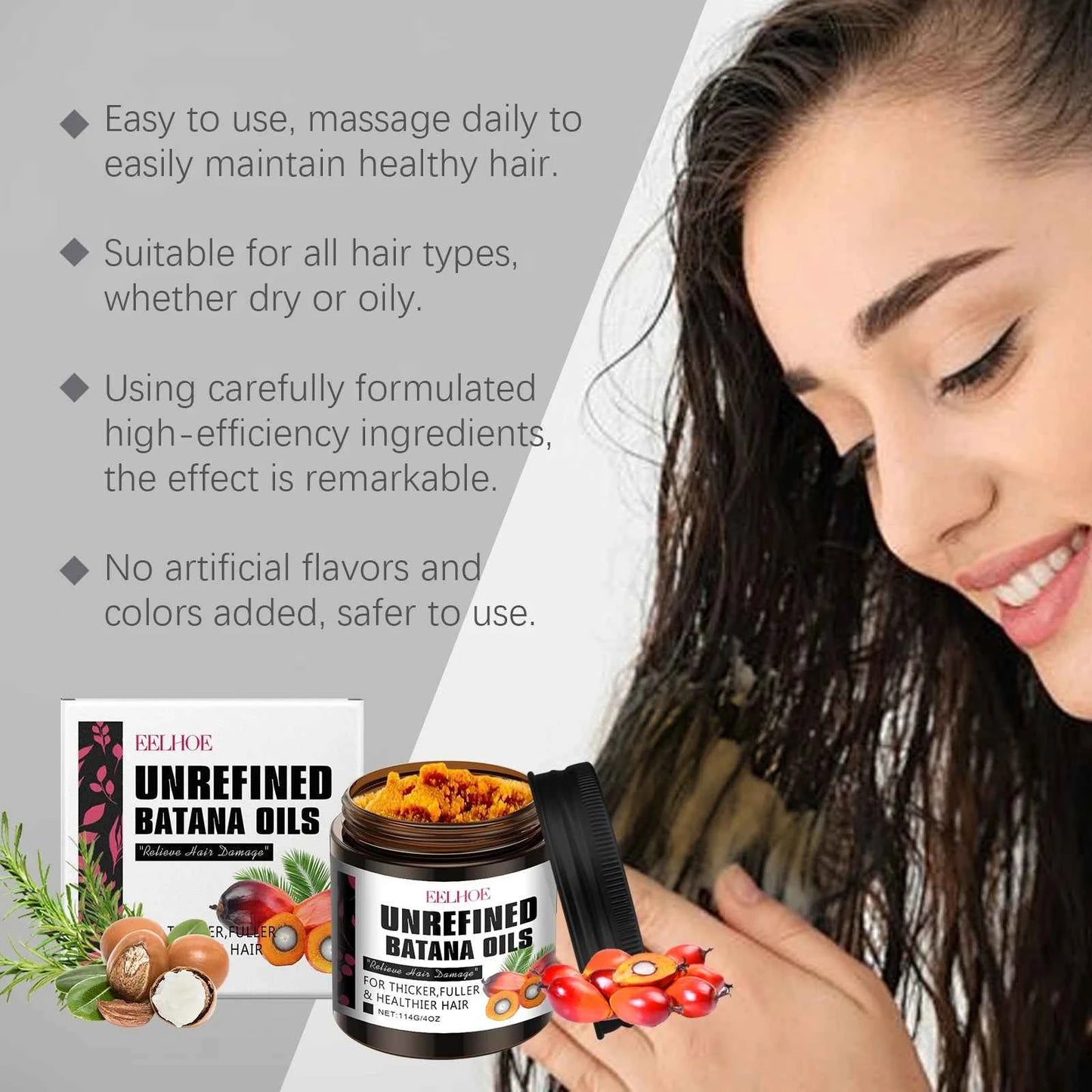 EELHOE 114g Batana Ginger Hair Growth Oil Pure Natural Anti Hair Loss Breakage Nourishing Strengthening Thickness Hair Nutrition