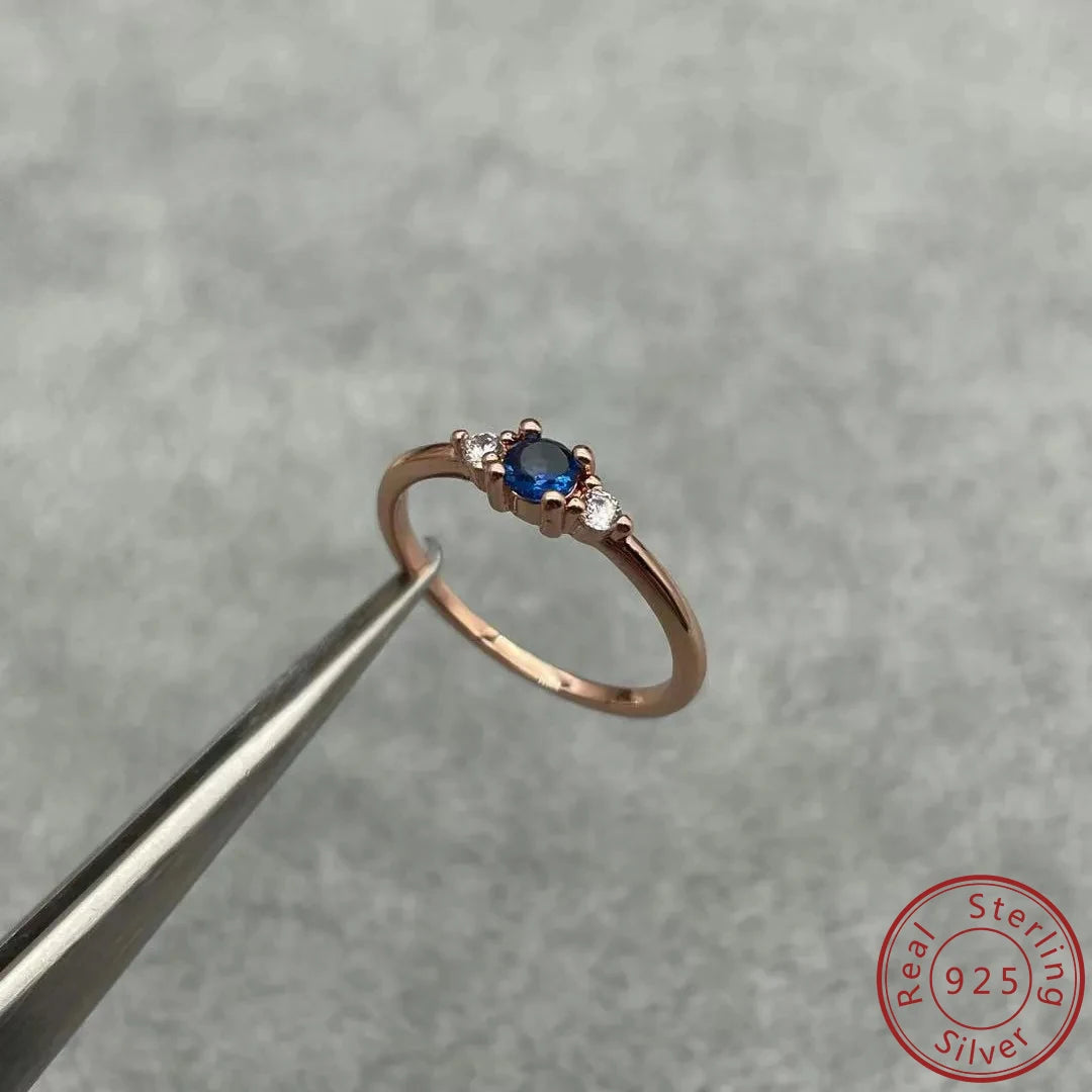 100% 925 Sterling Silver 3 Color Hot Sale Simple Color Ice Crystal Sapphire Ring Female zircon Rings For Women gold color Jewelr