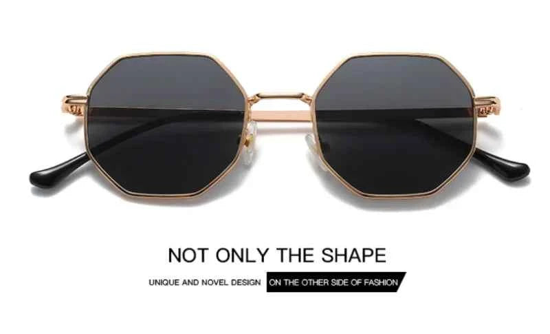 Vintage Polygonal Women Sunglasses Trendy Brand Metal Small Frame Gold-trimmed Gradient Sun Glasses