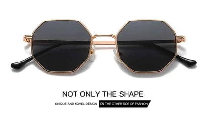 Vintage Polygonal Women Sunglasses Trendy Brand Metal Small Frame Gold-trimmed Gradient Sun Glasses