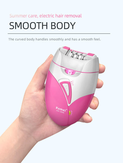 Kemei Women's Electric Epilator Rechargeable Body Hair Removal Machine Shaving for Private Part Bikini Facial Armpit Depilation - AMULET RING STORE