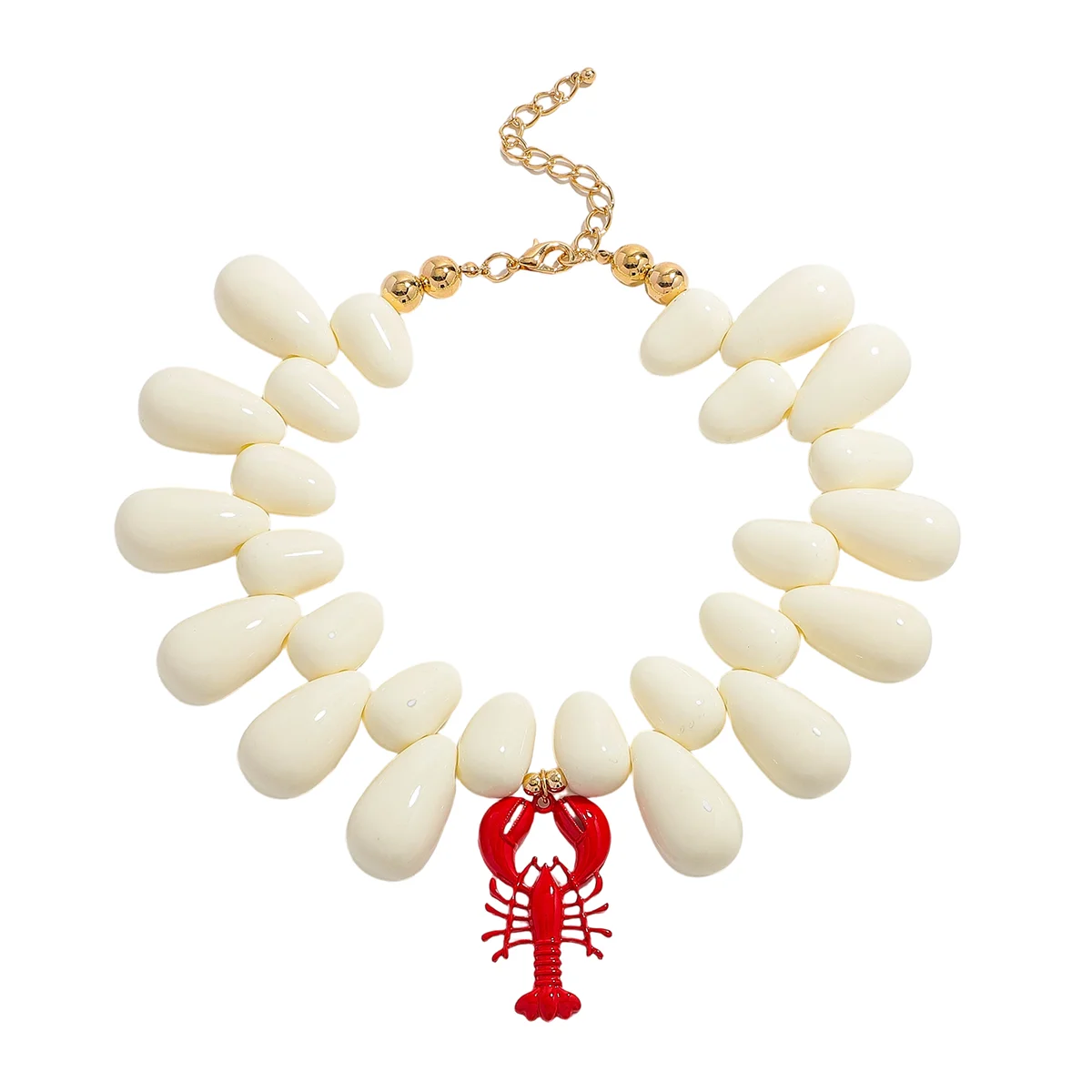 2025 New ZAA Lobster Bead Necklace Handmade Crystal Beaded Enamel Jewelry Simple Pendant Necklace Women Beach Vacation Accessory - AMULET RING STORE