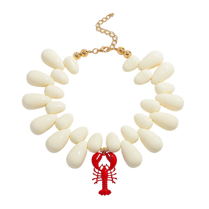 2025 New ZAA Lobster Bead Necklace Handmade Crystal Beaded Enamel Jewelry Simple Pendant Necklace Women Beach Vacation Accessory - AMULET RING STORE