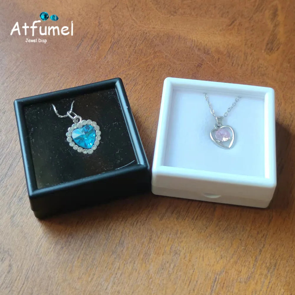 Transperant Square Diamond Jewelry Storage Box Stone Display Case Round Gemstone Organizer 1Pc Small Coin Ring Travel Gift Box - AMULET RING STORE