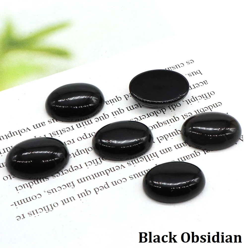 5pcs/Lot Natural Crystals Stone Oval Cabochon Beads Flat Back Cab Cameo DIY Ring Pendant Necklace Jewelry Making Accessories