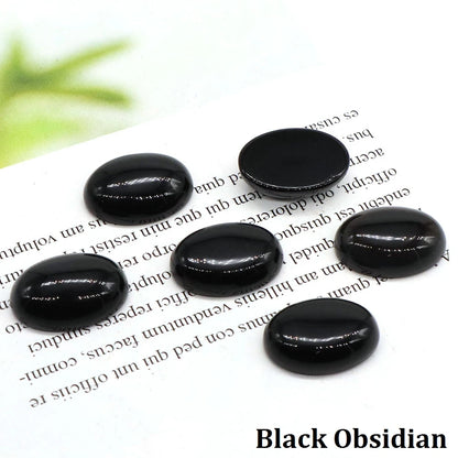 5pcs/Lot Natural Crystals Stone Oval Cabochon Beads Flat Back Cab Cameo DIY Ring Pendant Necklace Jewelry Making Accessories