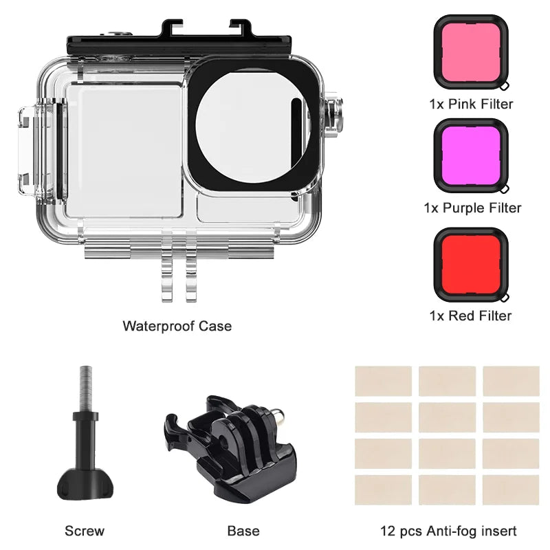 For DJI Osmo Action 4 Waterproof Case 40M Deep Diving Underwater Housing Shell for DJI Osmo Action 4 3 Action Camera Accessories - AMULET RING STORE