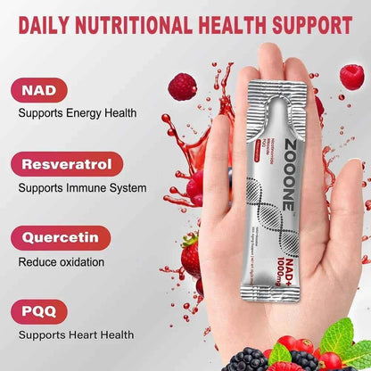 NAD+ Berry Flavored Drink Mix for Anti-Aging, Energy & Focus - 30 Packets