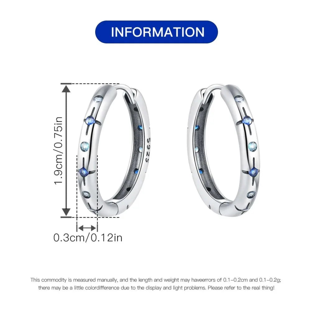 925 Sterling Silver Exquisite Blue star Earrings Jewelry Versatile Hoop Earrings For Women Jewelry Birthday Party Gifts - AMULET RING STORE