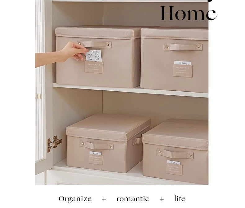 Fabric Foldable Storage Box With Lid Organizer For Clothes Large Capacity Quilt Blanket Toy Storage Closet Wardrobe Organizer - AMULET RING STORE