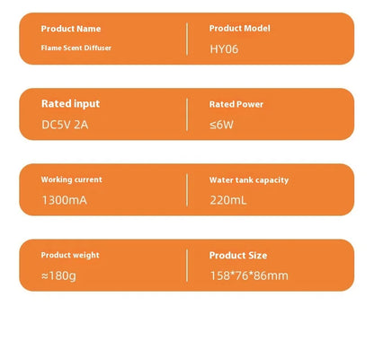 New style seven-color aromatherapy machine, bedroom essential oil aromatherapy lamp, wood grain flame humidifier, desktop cracke