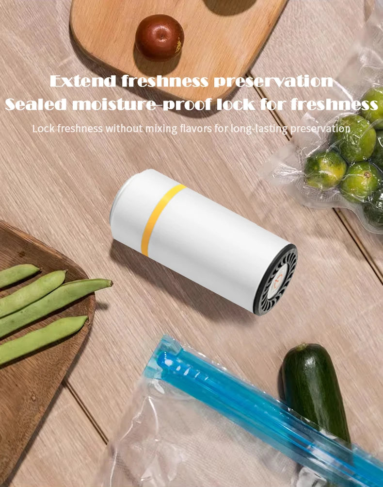 high-quality food handheld vacuum sealer Portable & Rechargeable Vacuum Sealer (Vacuum Sealers+ 30 reusable vacuum seal bags - AMULET RING STORE