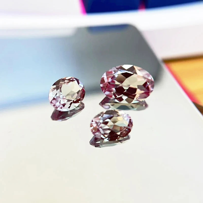 Top Lab Grown Alexandrite Stone Oval Shape Purple Color Charms Beads for Diy Jewelry Making Materials Selectable Certificate