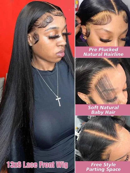 300% High Density Straight Human Hair Wigs 13x6 13x4 HD Lace Front Wig Brazilian 40 46 Inch 360 Full Lace Frontal Human Hair Wig