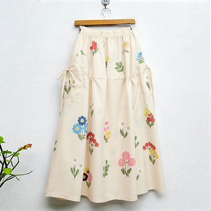 2025 ZANZEA Fashion Women Maxi Skirts Autumn Long Bottoms Floral Print Holiday Elastic Waist Casual Oversized Jupes Faldas Saia