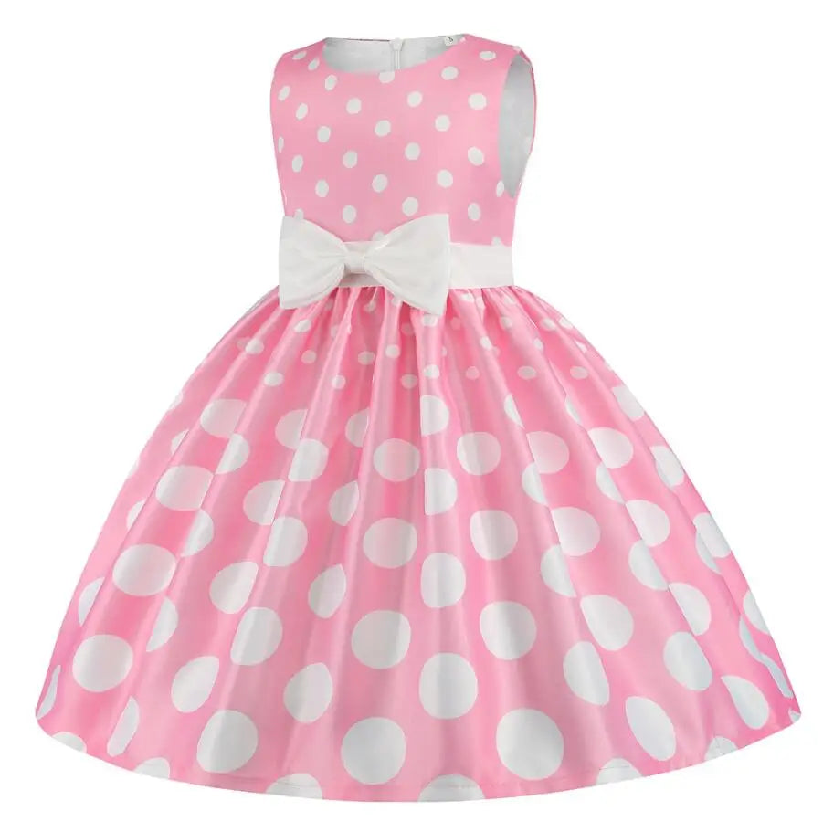 Summer Girls Rose Print Dress Princess Wedding Birthday Party Frocks Satin Children Vestidos Dresses For Girl Christmas Clothing