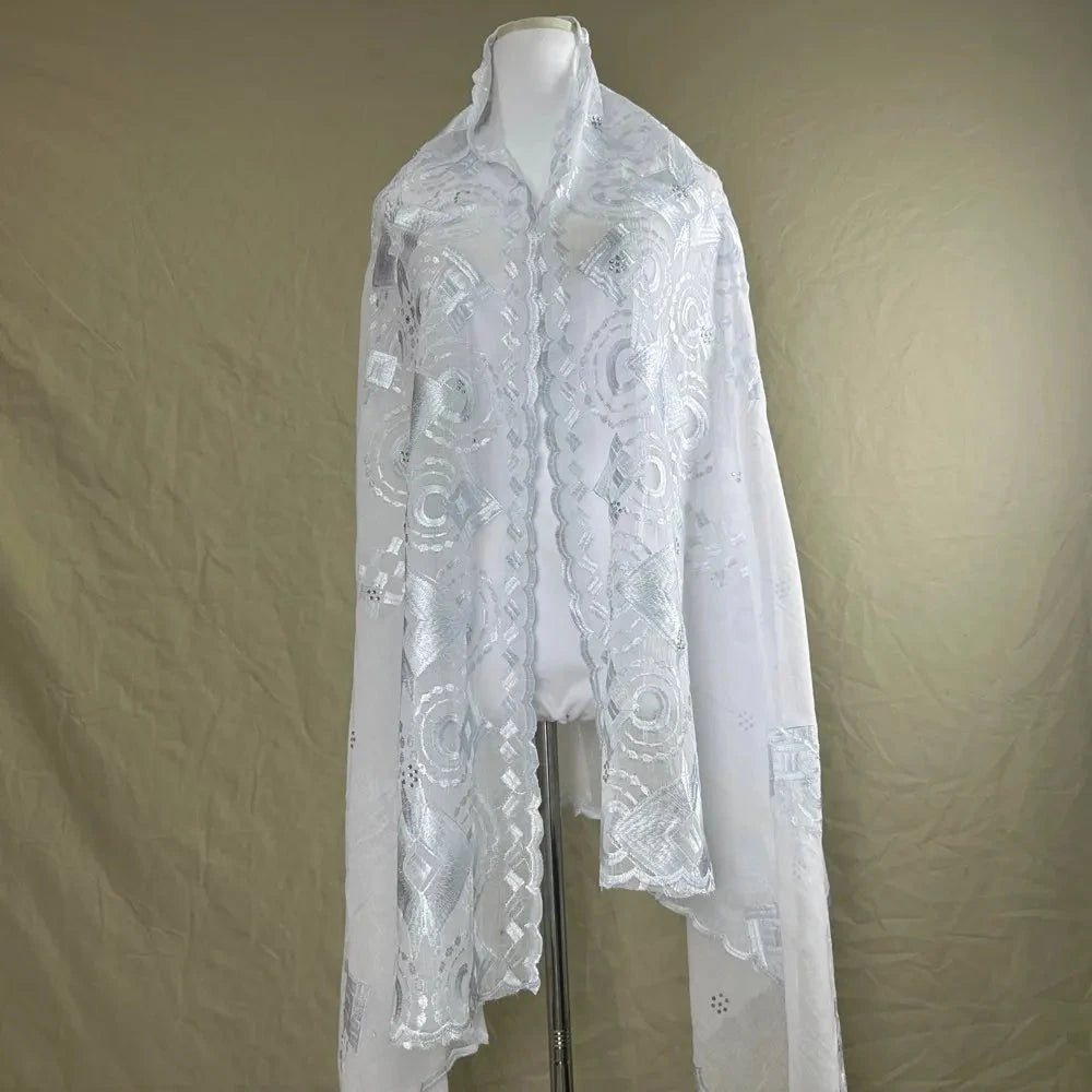 Sale 2025 New Dubai Islam Embroidered Shawl Soft Wool Jersey Hijab for Muslim Women Long Style New African Net for Spring Summer - AMULET RING STORE