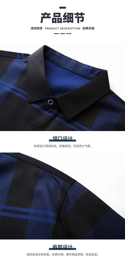 Autumn long sleeved shirt for men Business casual long sleeved plaid shirt for men