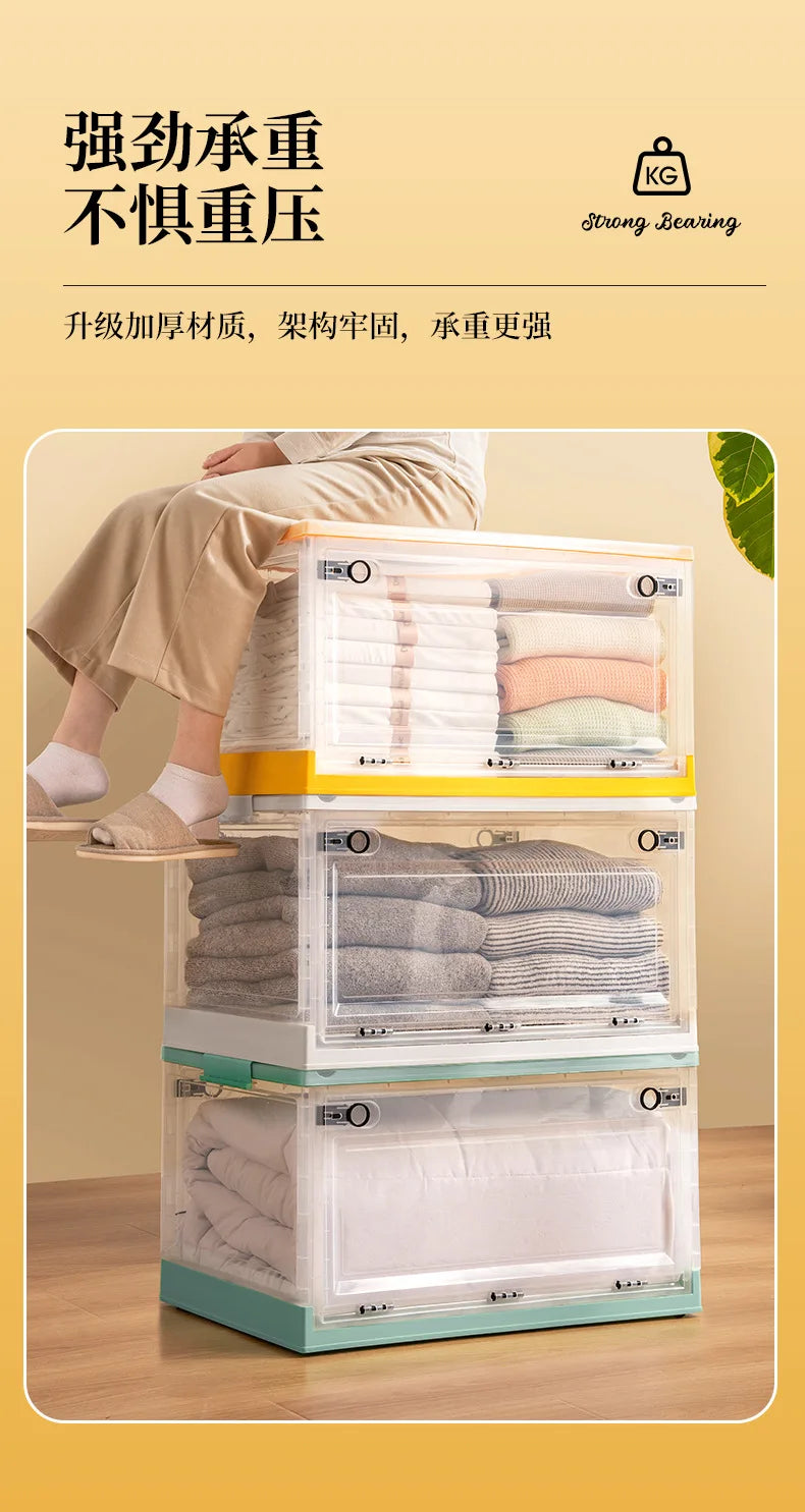 Foldable Storage Trunk Open Storage Box Transparent Storage Bin Home Wardrobe Clothes Organizer Large Capacity Sundries Box - AMULET RING STORE