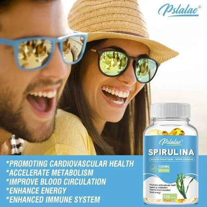 Organic Spirulina Capsules - Helps Detoxify, Supports Immune System Health, Antioxidant, Boosts Energy