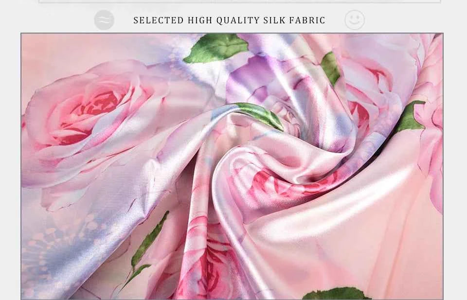 New Spring Fall Pink Rose Silk Scarf Shawl Printed Winter Fashion Women Neck Scarf  Floral Design Long Scarves Wraps  160*70cm