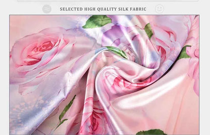 New Spring Fall Pink Rose Silk Scarf Shawl Printed Winter Fashion Women Neck Scarf  Floral Design Long Scarves Wraps  160*70cm