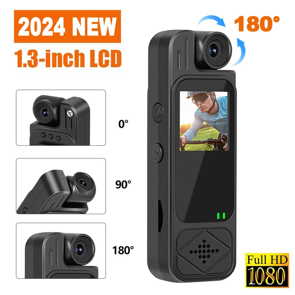 Mini Body Camera 1080P HD Sports Camera Infrared Night Vision Digital Video Recorder 1.3 Inch Bodycam Police Small Camcorder - AMULET RING STORE