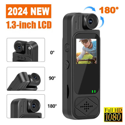Mini Body Camera 1080P HD Sports Camera Infrared Night Vision Digital Video Recorder 1.3 Inch Bodycam Police Small Camcorder - AMULET RING STORE