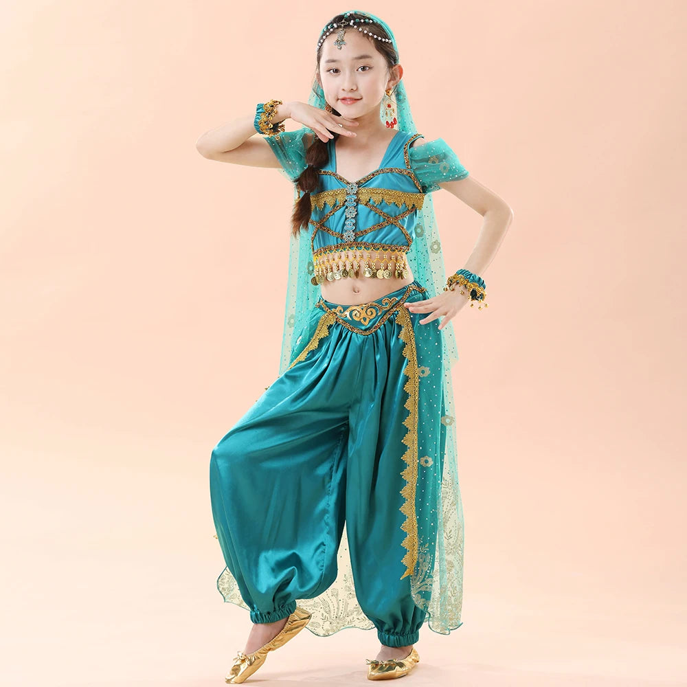 Children's Indian Princess Belly Dance Set Eastern Indian Dance Saree Girl
