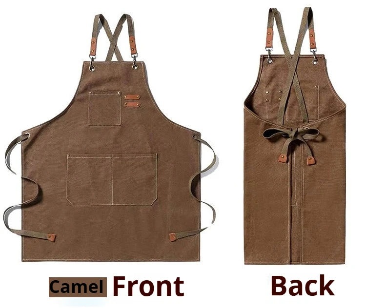 Customized apron New Fashion Canvas Kitchen Aprons For Woman Men Chef Work Apron For Restaurant Bar Shop Cafes Studios Uniform - AMULET RING STORE