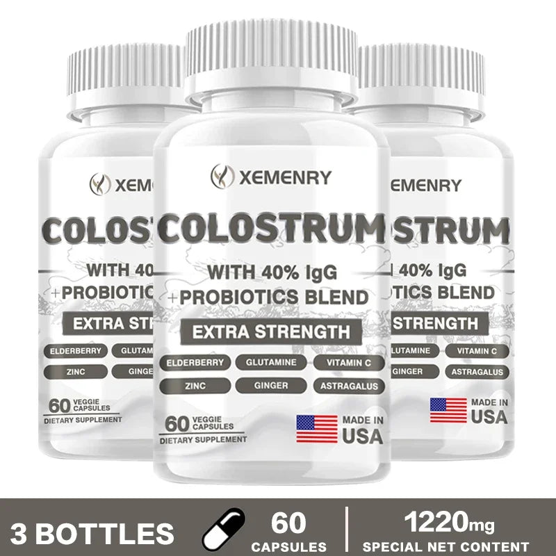 Colostrum Capsules - 40% LgG - Support Intestinal and Digestive Health, Hair, Nails, Skin and Muscle Health - AMULET RING STORE