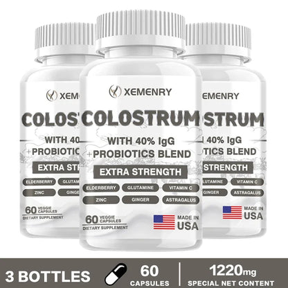 Colostrum Capsules - 40% LgG - Support Intestinal and Digestive Health, Hair, Nails, Skin and Muscle Health - AMULET RING STORE