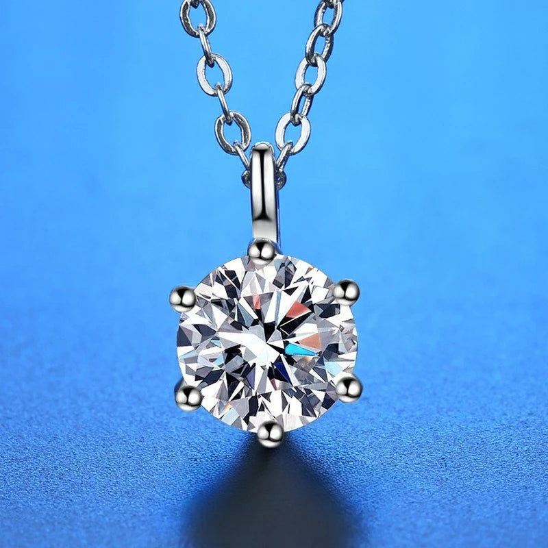 New 2ct Moissanite 925 Sterling Silver Necklace Pendant Chain Fine Jewelry for Woman Wedding Sparkling Classic Party Fashion