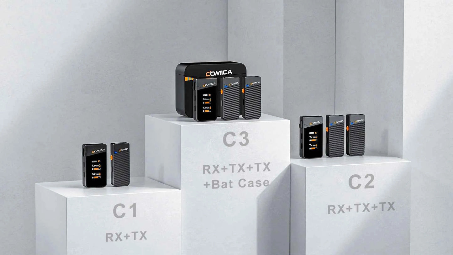 COMICA Vimo C 2.4G Mini Wireless Lapel Microphone with Charging Case, for Smartphone Camera Podcast Interview YouTube Facebook