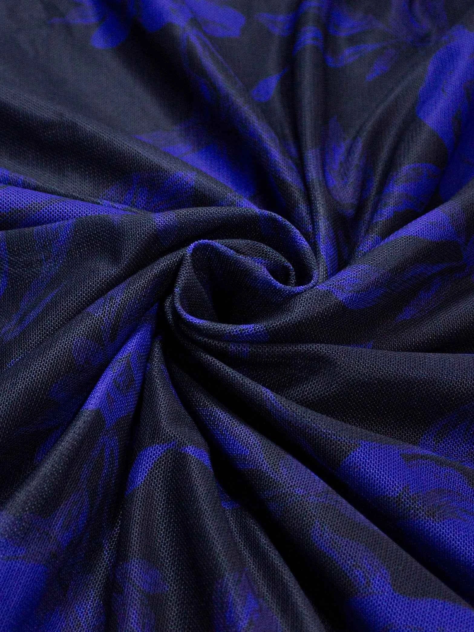 Boho Floral Print Maxi Dress - Layered Mesh V-Neck Plus Size Women's Dress