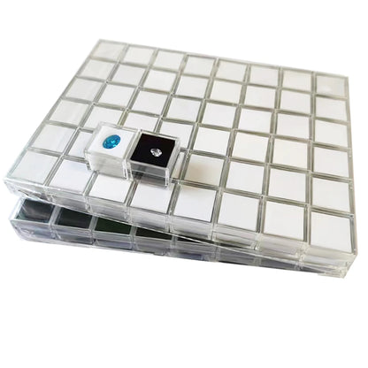 Transperant Square Diamond Jewelry Storage Box Stone Display Case Round Gemstone Organizer 1Pc Small Coin Ring Travel Gift Box - AMULET RING STORE
