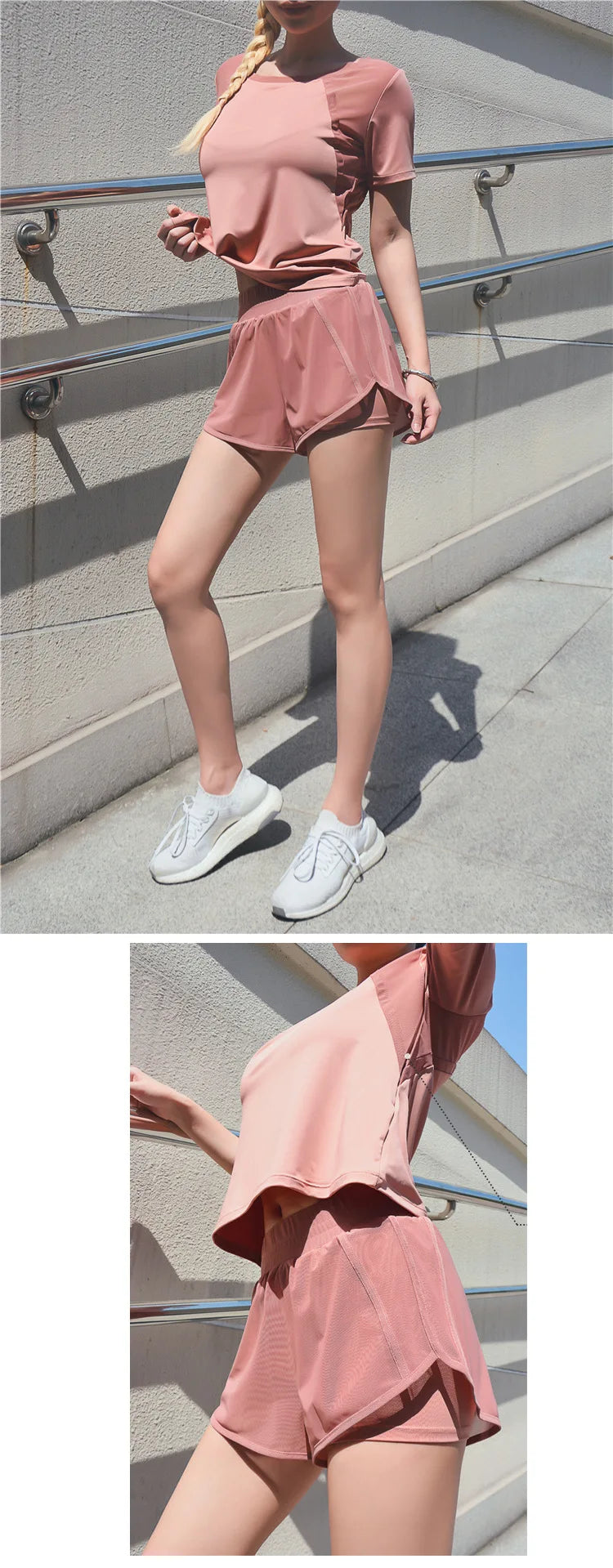 Fashion Casual Mesh Breathable Sportswear Suit Women Short Sleeve Shorts Yoga Clothing Running Fitness Quick Dry Clothes - AMULET RING STORE