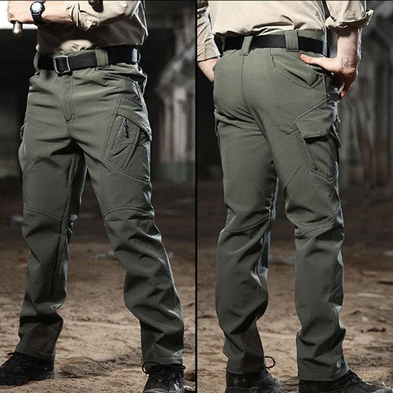Men's City Cargo Autumn Winter Fleece Softshell Hiking Pants Fishing Climbing Trekking Casual Hunting Camping Trousers M-5XL