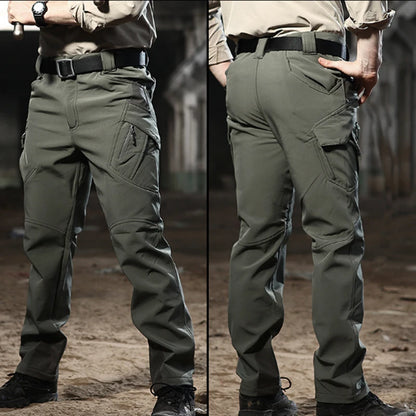 Men's City Cargo Autumn Winter Fleece Softshell Hiking Pants Fishing Climbing Trekking Casual Hunting Camping Trousers M-5XL