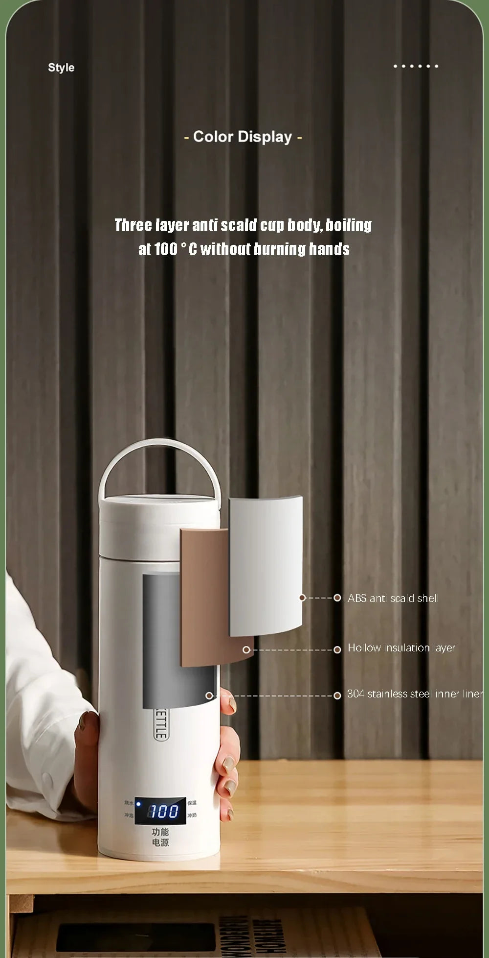 Portable Electric Kettles Tea Coffee Kettle Mini Travel Boil Water Stewable Keep Warm Appliances Thermo Anti-Scald Bottle - AMULET RING STORE